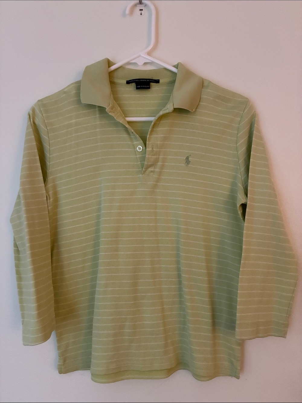 Ralph Lauren Light Green Striped Long Sleeve Polo